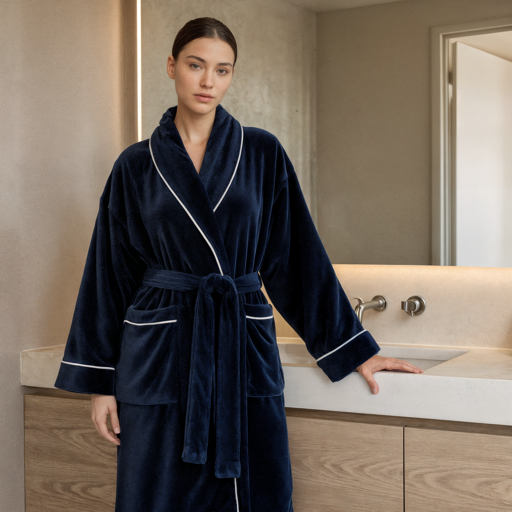 Ultra-Plush Serenity Robe - Navy Blue - Softnss