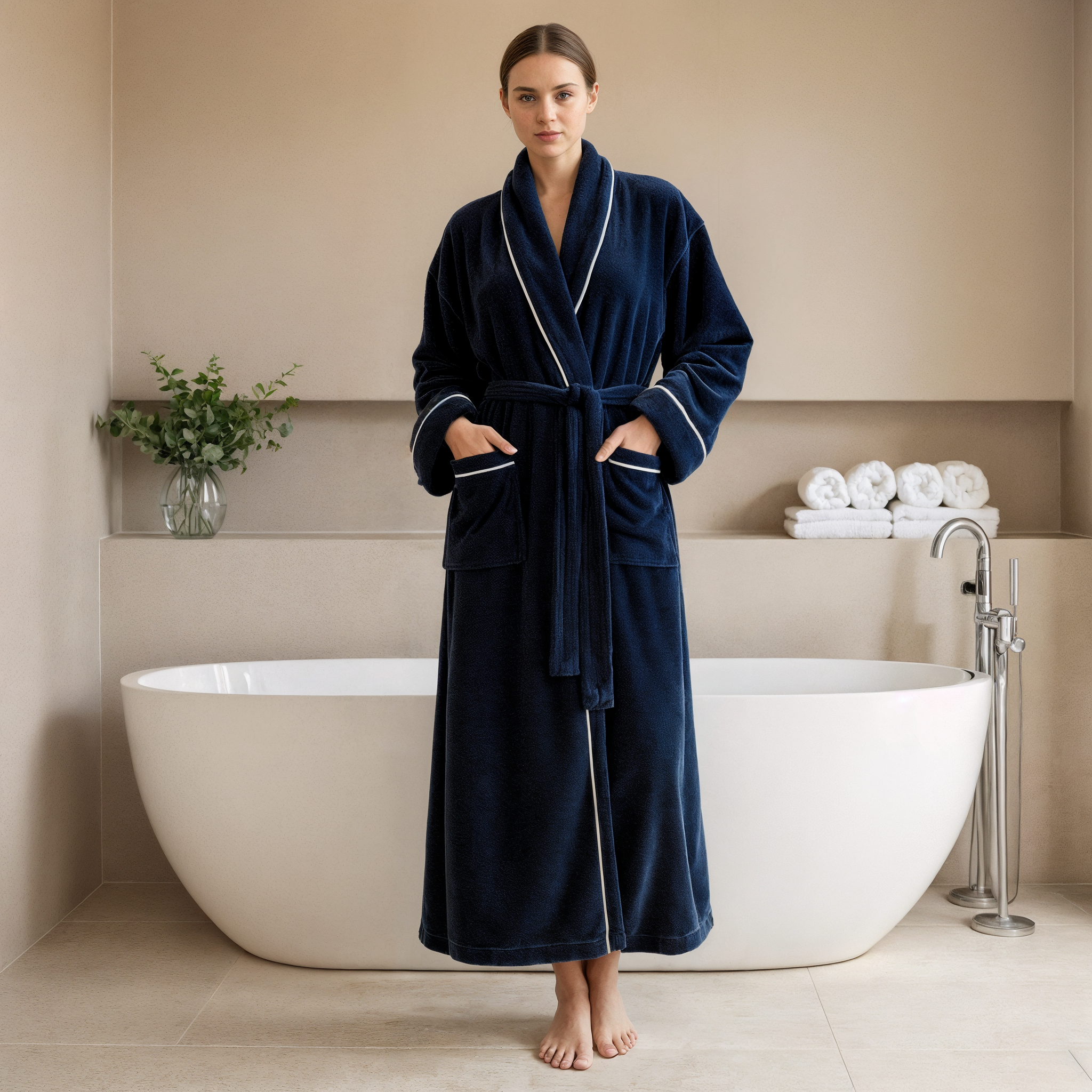 Ultra-Plush Serenity Robe - Navy Blue - Softnss