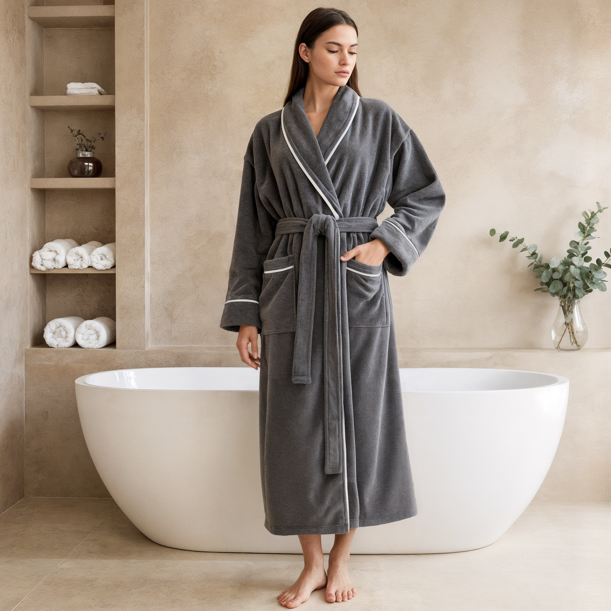 Ultra-Plush Serenity Robe - Deep Grey - Softnss