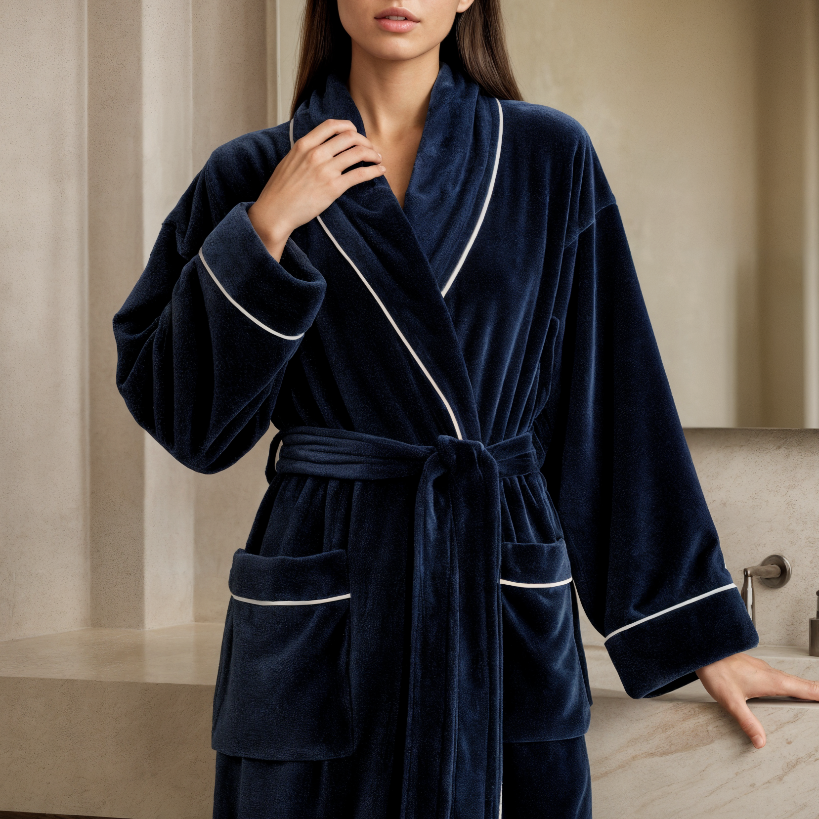 Ultra-Plush Serenity Robe - Navy Blue - Softnss